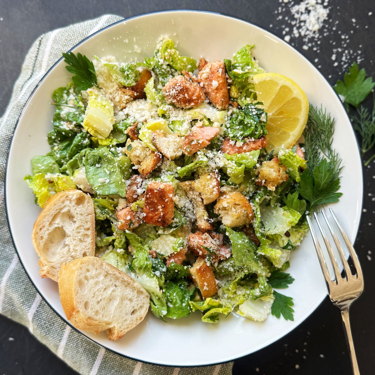 Blackened King Salmon Caesar Salad