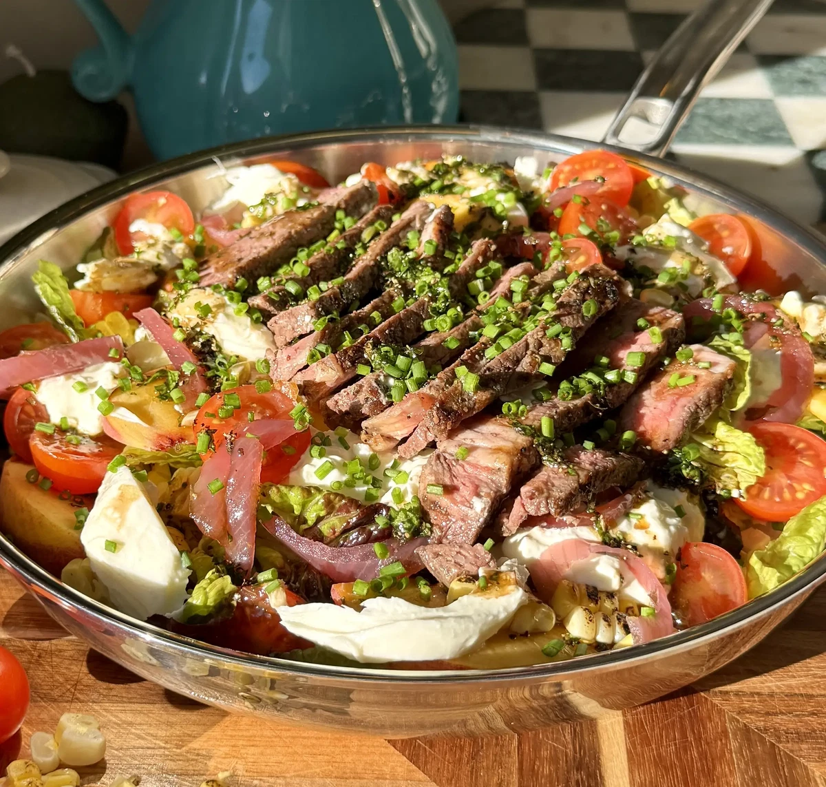 Peach & Balsamic Steak Little Gem Salad
