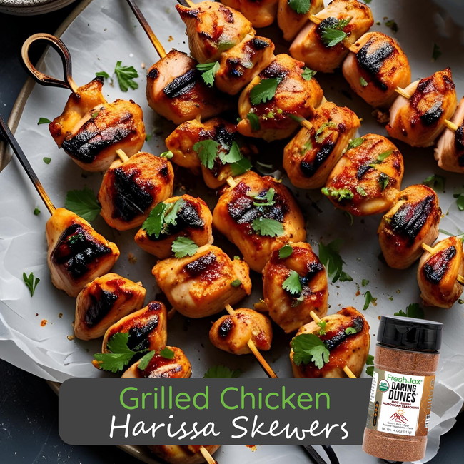 Image of Grilled Chicken Harissa Skewers