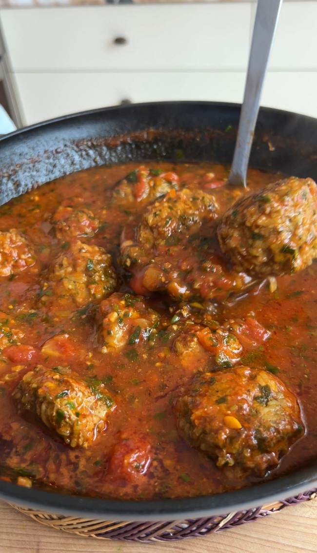 Image of Herbed Rice Meatballs with Lemon Tomato Sauce