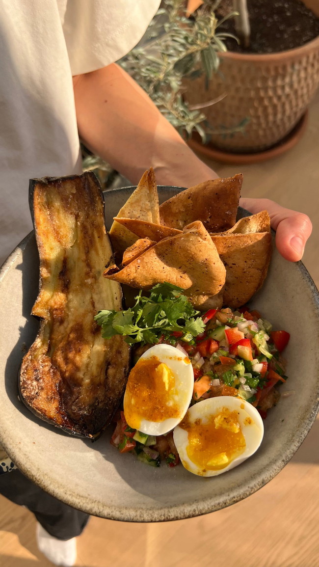 Image of Sabich Bowl with Crispy Eggplant & Pita Chips