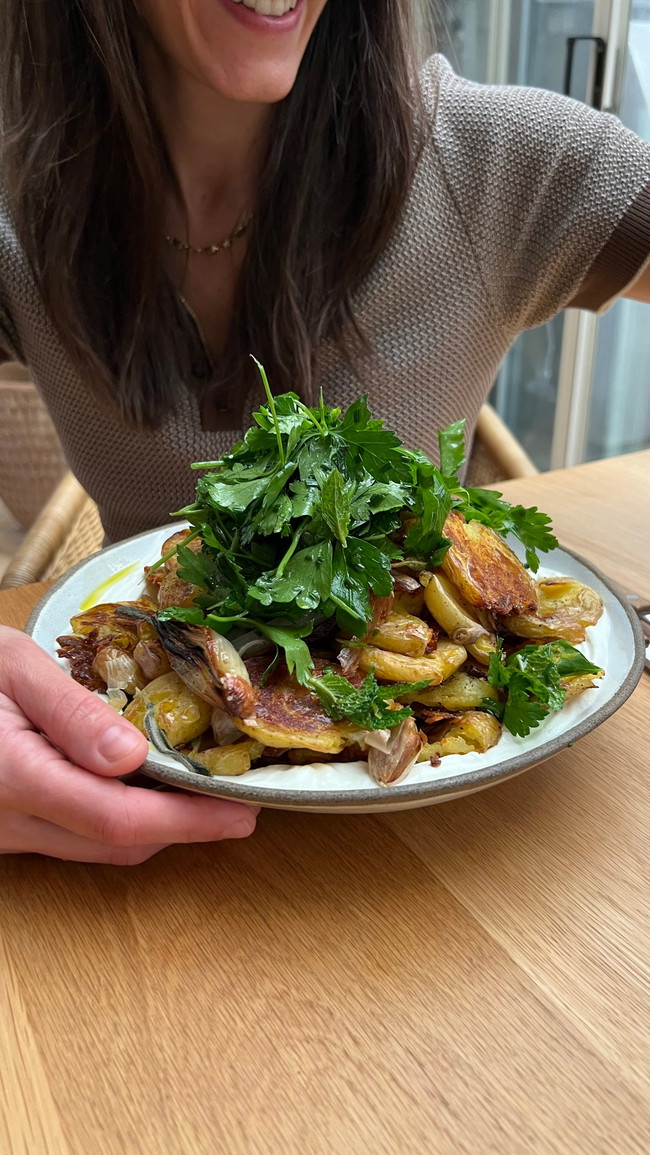 Image of Crispy Potatoes with an Herb Salad