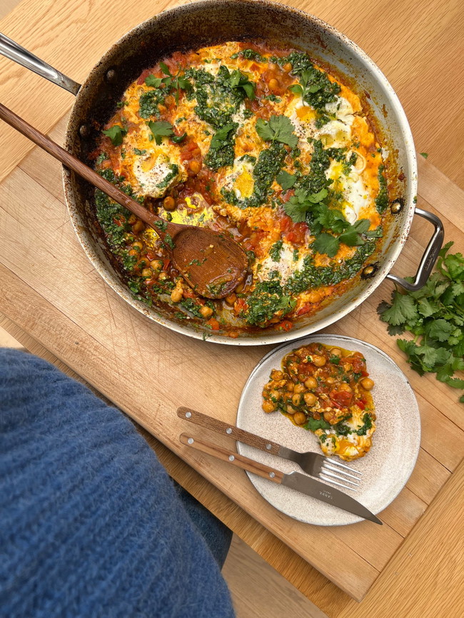 Image of Creamy Chickpea Shakshuka with Cilantro Jalapeño Oil