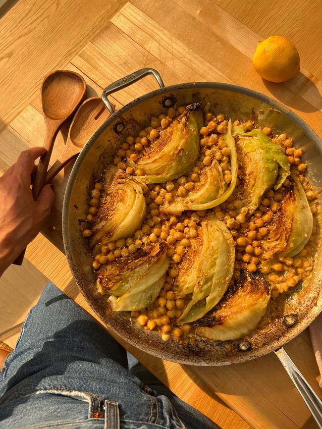 Image of Miso Tahini Braised Cabbage