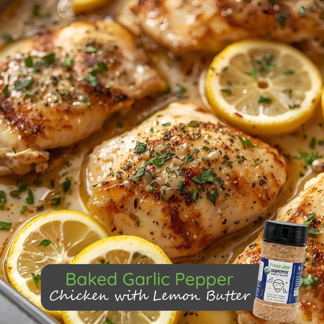 Image of Baked Garlic Pepper Chicken with Lemon Butter