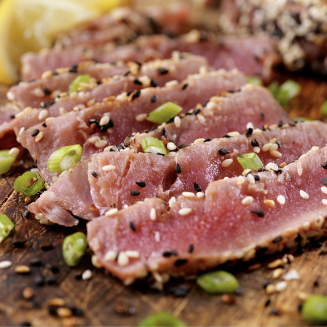 Image of six-minute seared ahi tuna (even better with sweet & spicy mango garlic sauce)