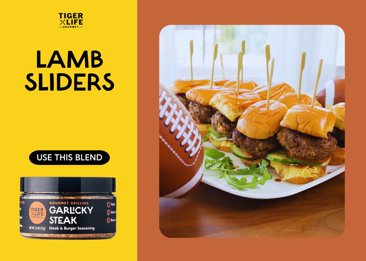 Juicy Lamb Sliders with Feta, Roasted Red Peppers & Balsamic Glaze