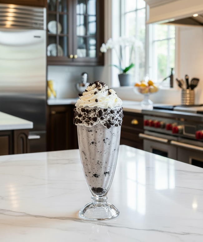 cookies and cream milkshake made with whole milk powder