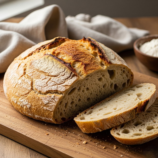 No-Knead Bread using skim milk powder