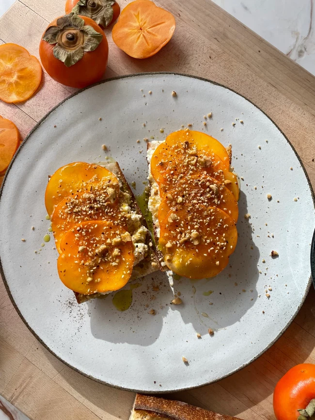 Image of Persimmon Toast with Ricotta & Dukkah