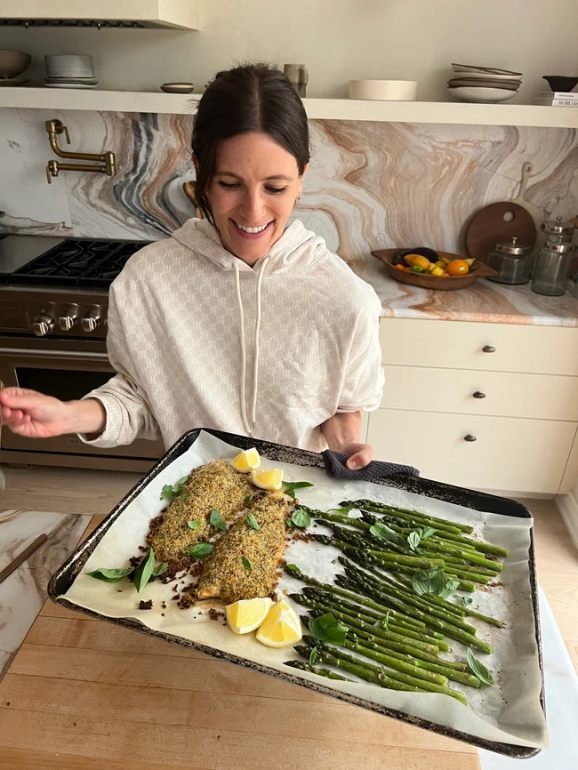 Image of Preserved Lemon and Sumac Crusted Trout with Asparagus and Basil