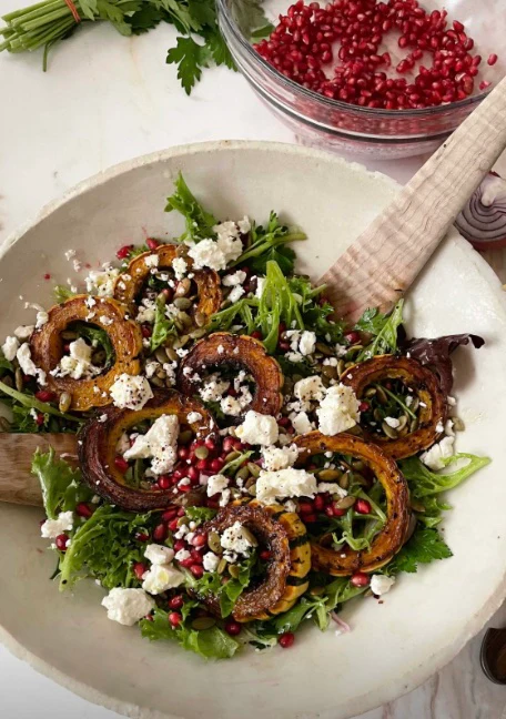Image of Sumac Roasted Delicata Squash Salad with Pomegranate and Feta