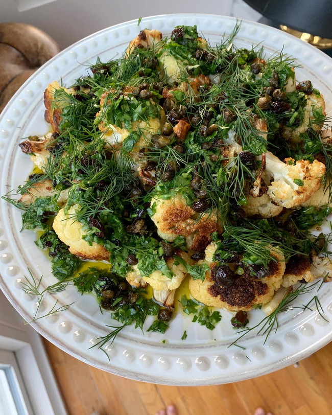 Image of Charred Cauliflower with Preserved Lemon and Currant Chimi