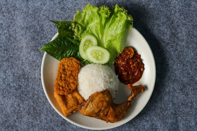 Air-Fried Ayam Penyet with Sambal, Rice & Sides