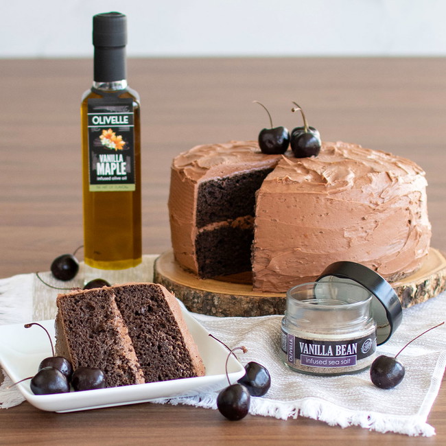 Chocolate Cake with Chocolate Cherry Balsamic Frosting