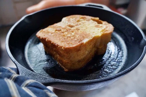Image of French toast grilled cheese with sharp white cheddar and maple syrup