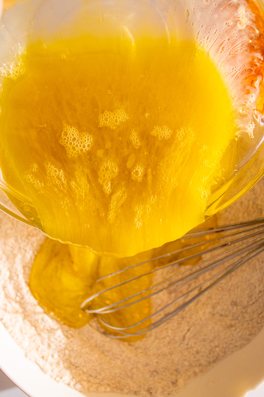 Image of Mix in oil, eggs and vanilla.