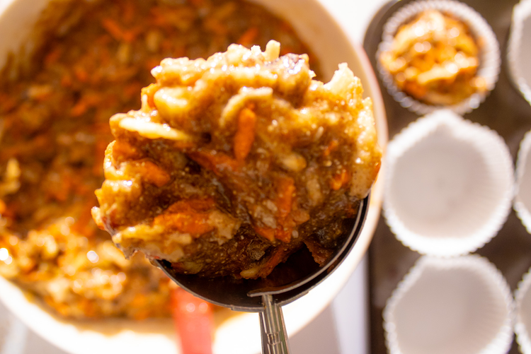 Image of Mix together and spoon into muffin tin.