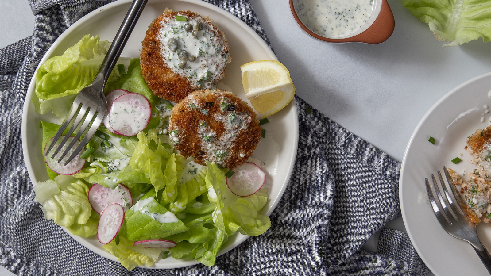 Image of Salmon Cakes with Buttermilk Ranch Dressing
