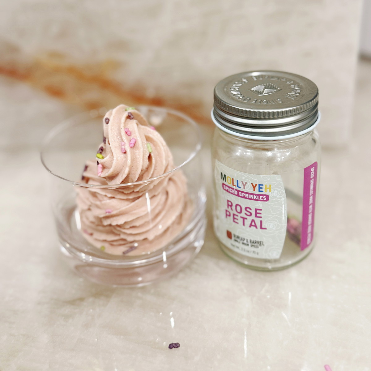 Protein Strawberry Soft Serve with Spiced Sprinkles