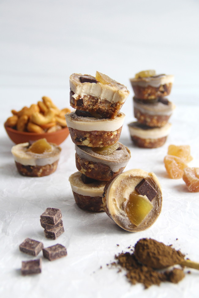 Image of Mini Vegan Hojicha Ginger Cheesecakes (No-Bake & Gluten-Free)