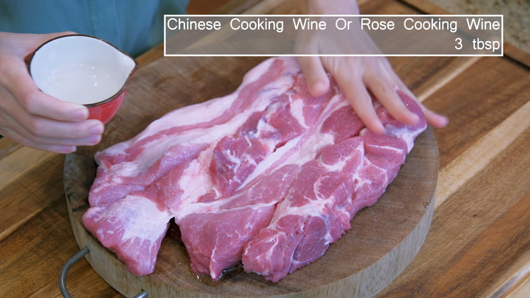 Image of Rub the pork with Chinese cooking wine for a few minutes and then use paper towels to absorb the excess moisture from the surface. Chef’s Secret: In Chinese cuisine, cooking wine is used to remove impurities and improve the flavor of the...