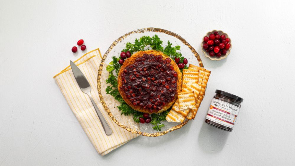 Image of Crispy Pan-fried Brie with Cranberry Relish
