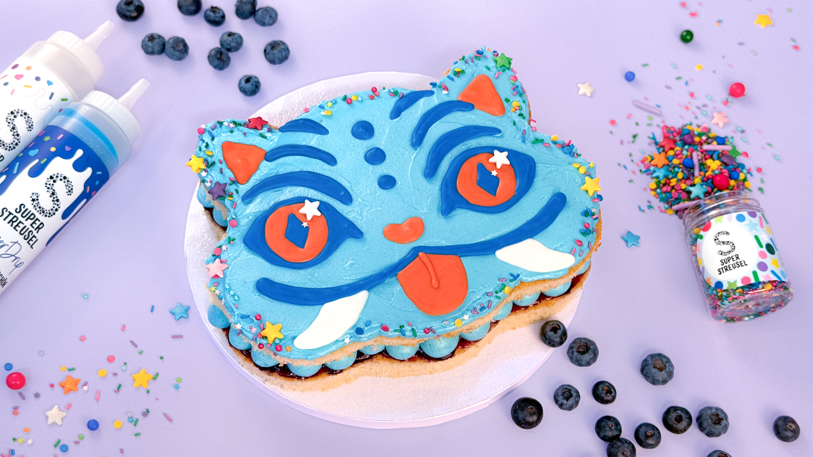 Blauer K-Pop Kuchen mit Tigerdeko