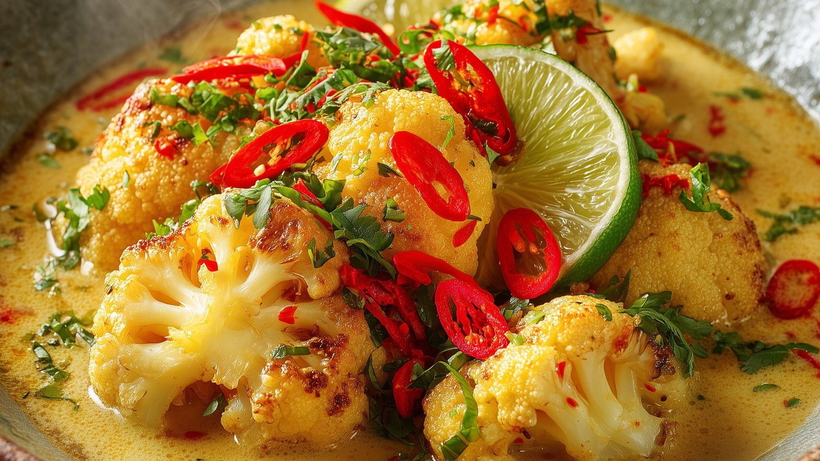 Blumenkohl Curry und Kokosmilch