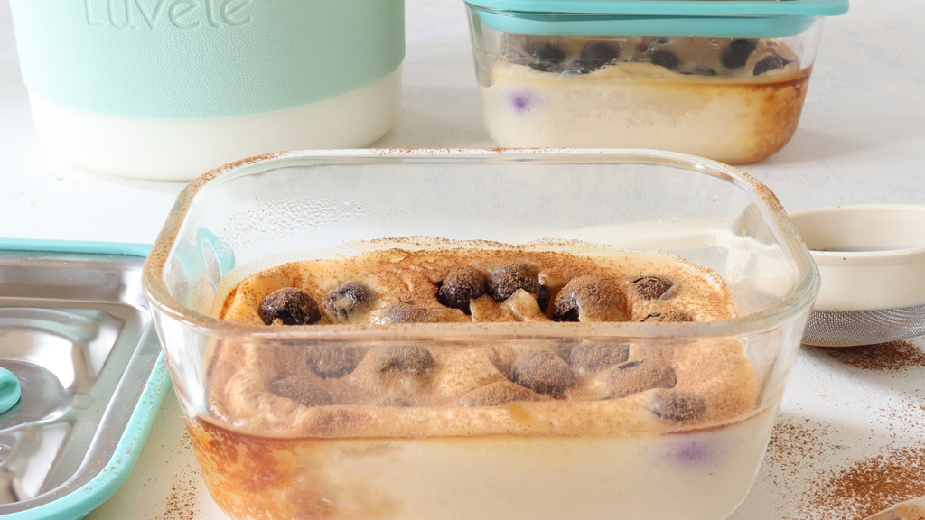 Image of High protein baked yogurt with blueberries