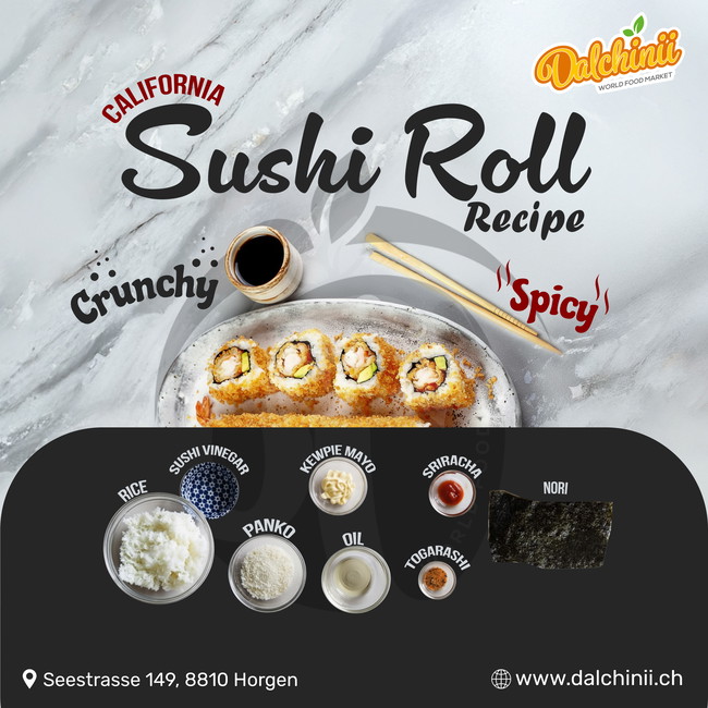 Image of Crunchy Spicy California Sushi Roll Recipe 