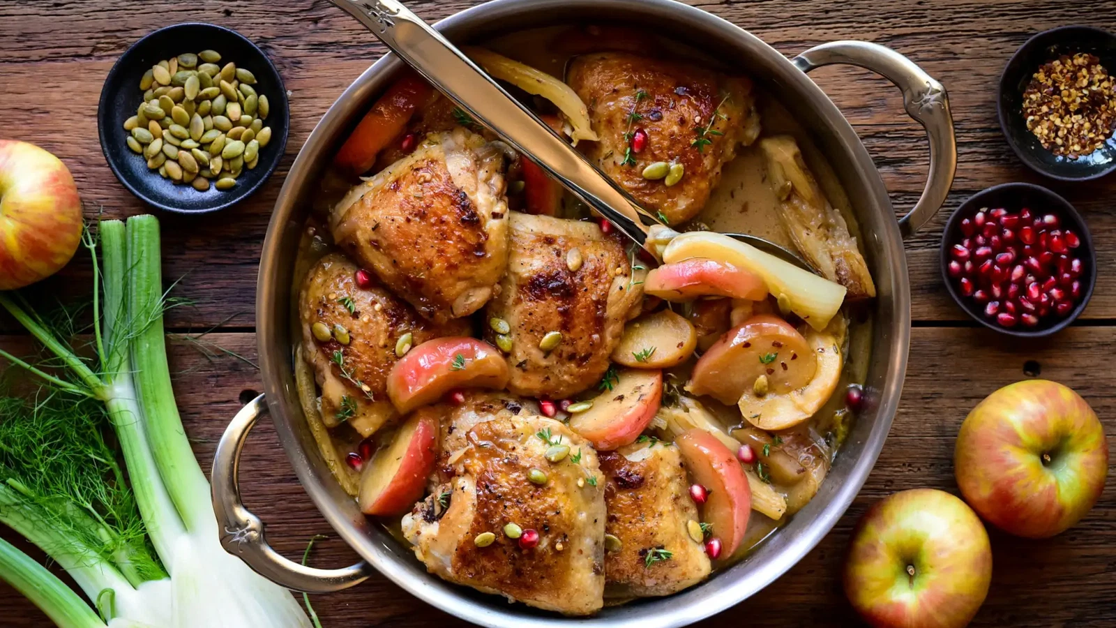 Image of Apple Cider Glazed Chicken with Apples and Fennel