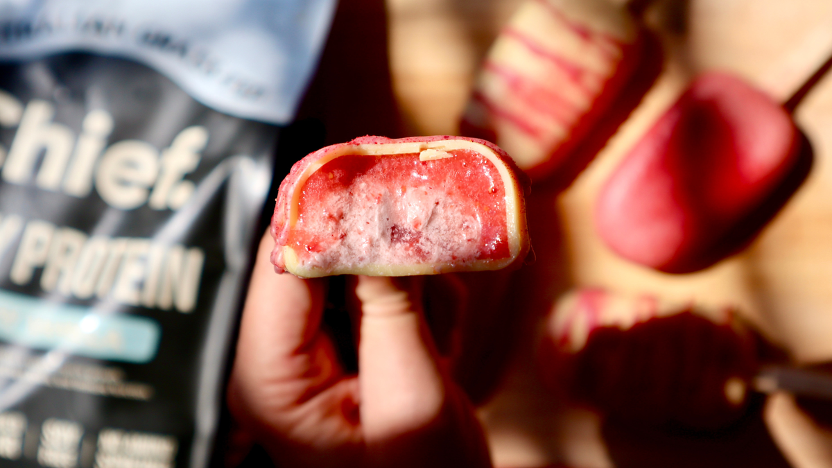 Strawberries & Cream Protein Popsicles