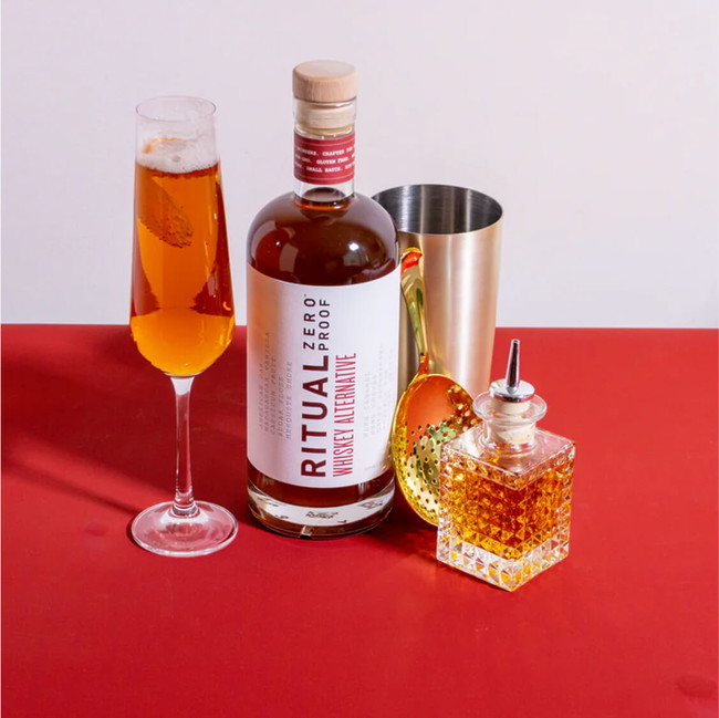 Image of How to Pour a Non-Alcoholic Bourbon Champagne Cocktail Worth a Toast