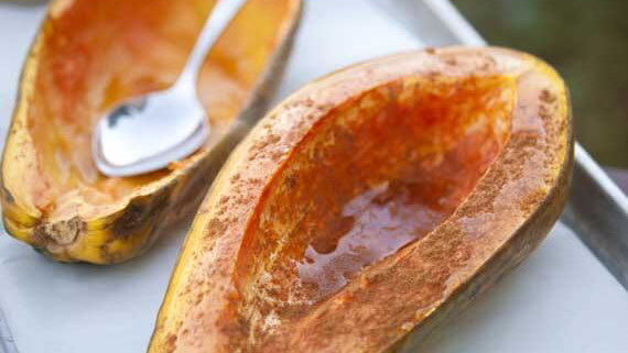 Image of Baked Papaya with Maple & Cinnamon