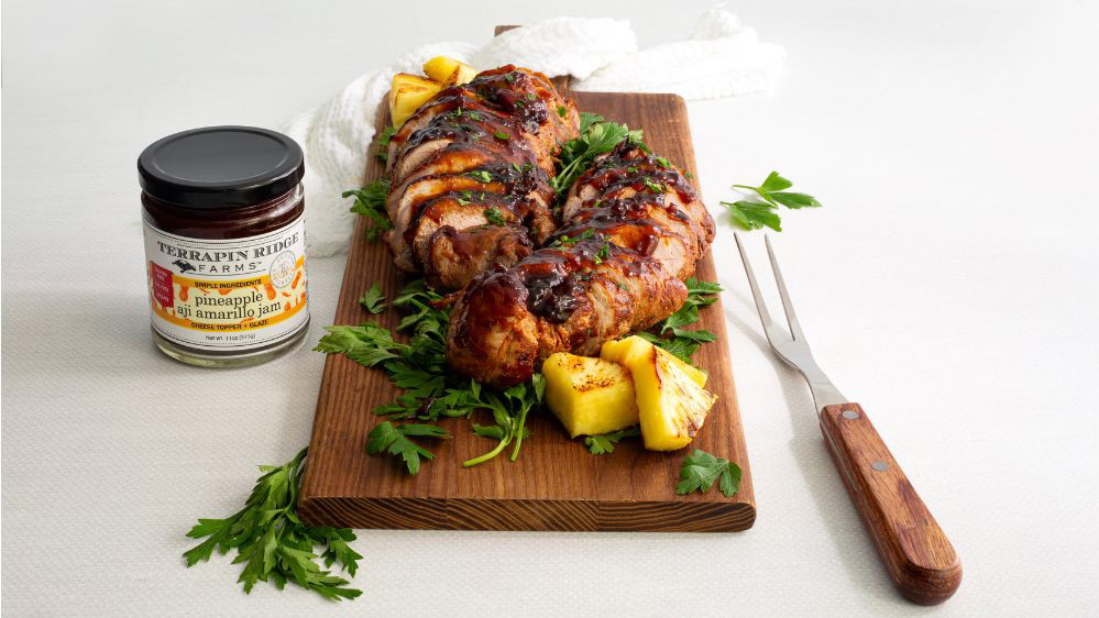 Image of Pineapple Aji Amarillo Glazed Pork Tenderloin