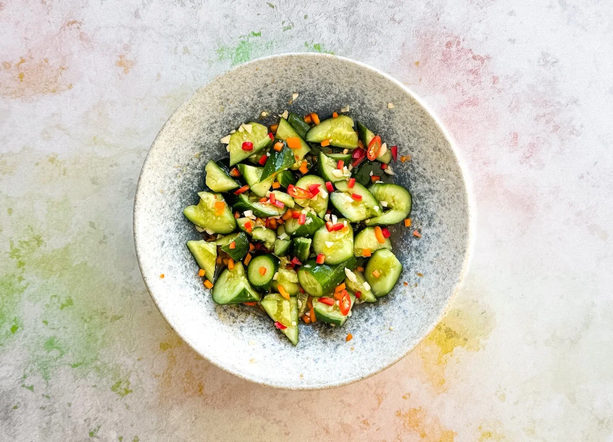 Smashed Cucumber Salad with Thai Lemongrass & Chili Sauce