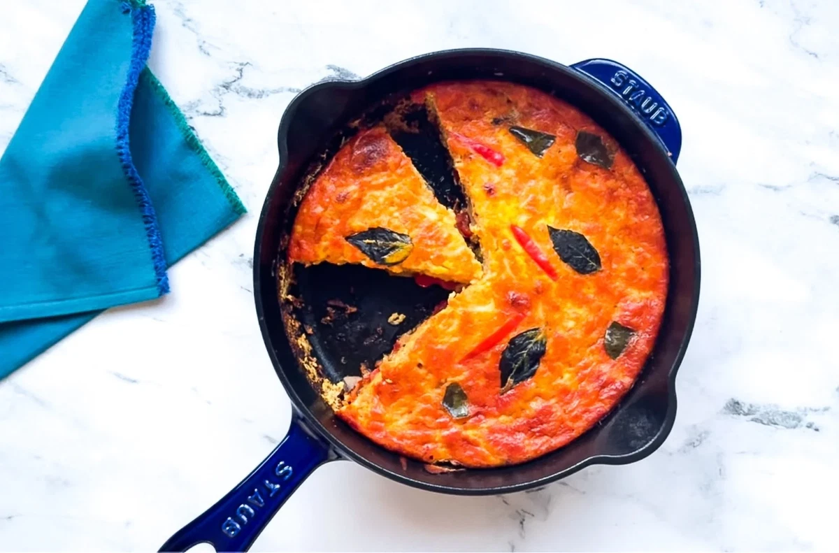 Vegetarian Thai Red Curry Frittata (Thai-Inspired Egg Bake)