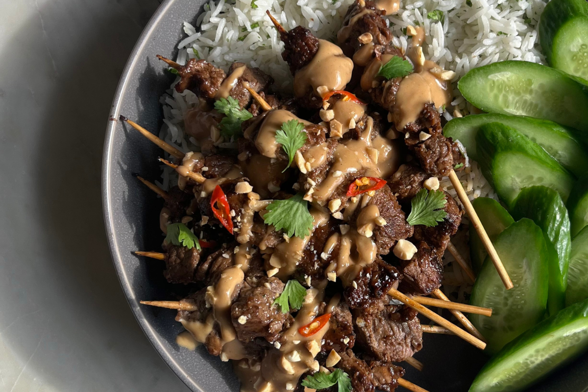 Pineapple Beef Satay with Peanut Sauce