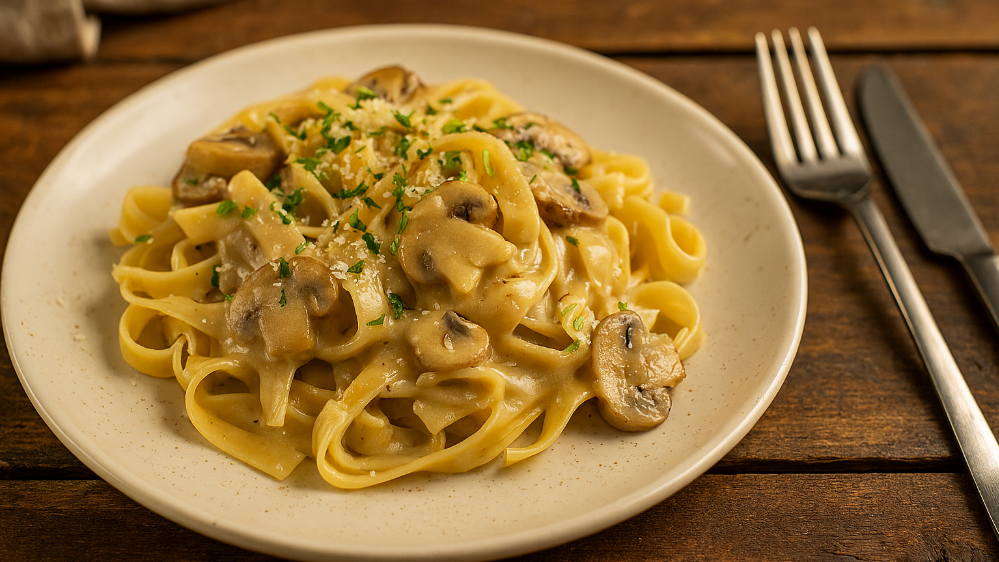 Image of Pilzrahm-Pasta mit frischen Champignons