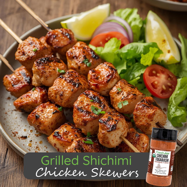 Image of Grilled Shichimi Chicken Skewers
