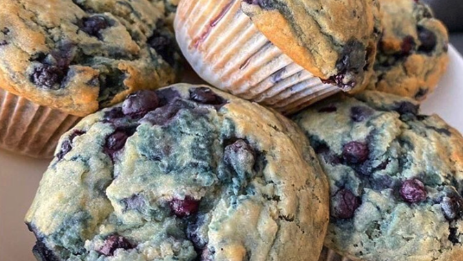Image of Fluffy Healthy Blueberry Muffins