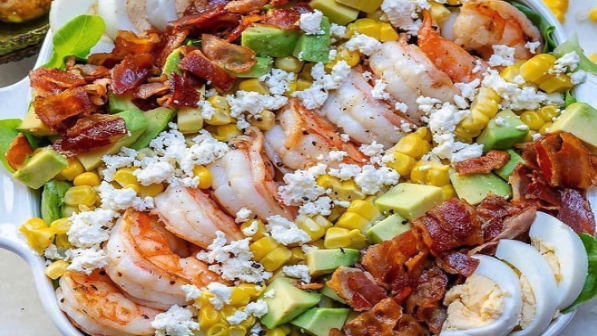 Image of Prawn Cobb Salad and Fresh Lemon-Chive Salad Dressing