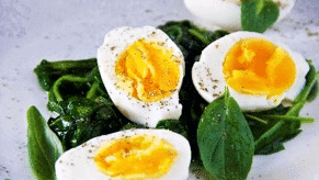 Image of Boiled Eggs with Sautéed Spinach