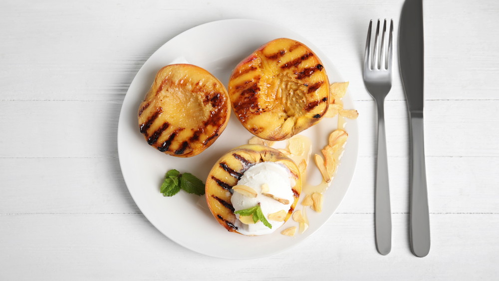 Image of Grilled Peaches with Coconut Butter and Almonds