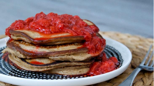 Image of Pancakes with Rhubarb Compote