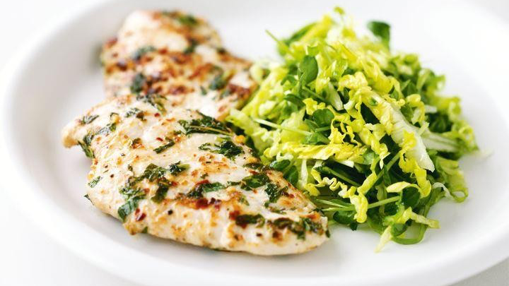 Image of Garlic and Mint Chicken with Crunchy Cos Salad