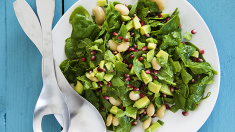 Image of Spinach and Pomegranate Salad with Tarragon Mustard Dressing