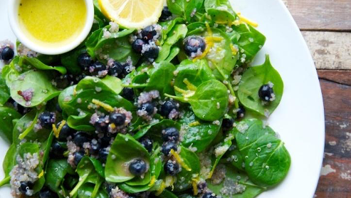 Image of Spinach and Blueberry Salad with Lemon Basil Dressing