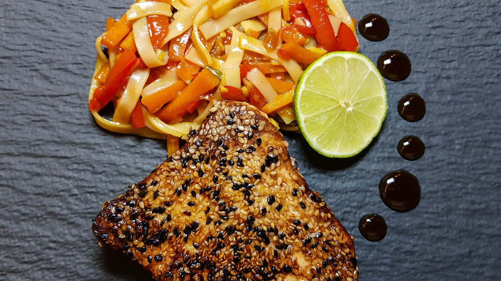 Image of Sesame Seared Tuna with Vegetable Tagliatelle